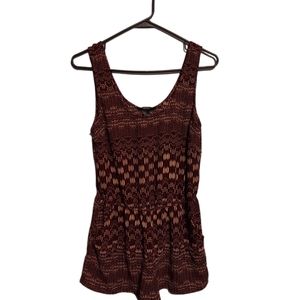 Forever 21 Romper Shorts Size Small Red Aztec Boho Y2K Whimsigoth Festival Beach